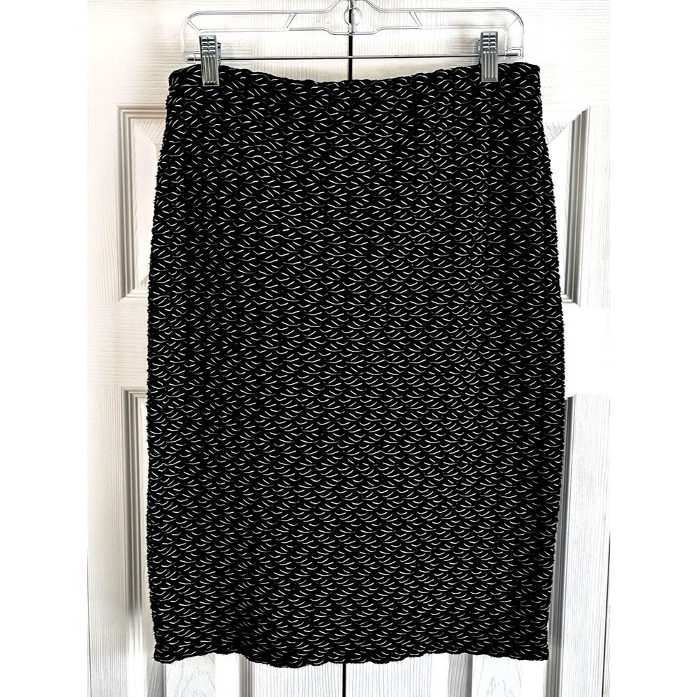 Vince Camuto Pencil Skirt M Black White Textured Cocktail Quiet Luxury Office